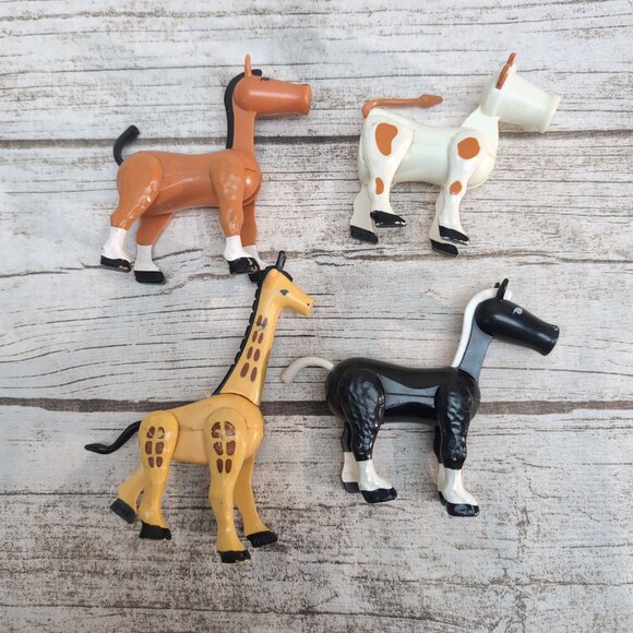 Lot of 4 Vintage Little People Animals Horse Cow Giraffe - Picture 5 of 9